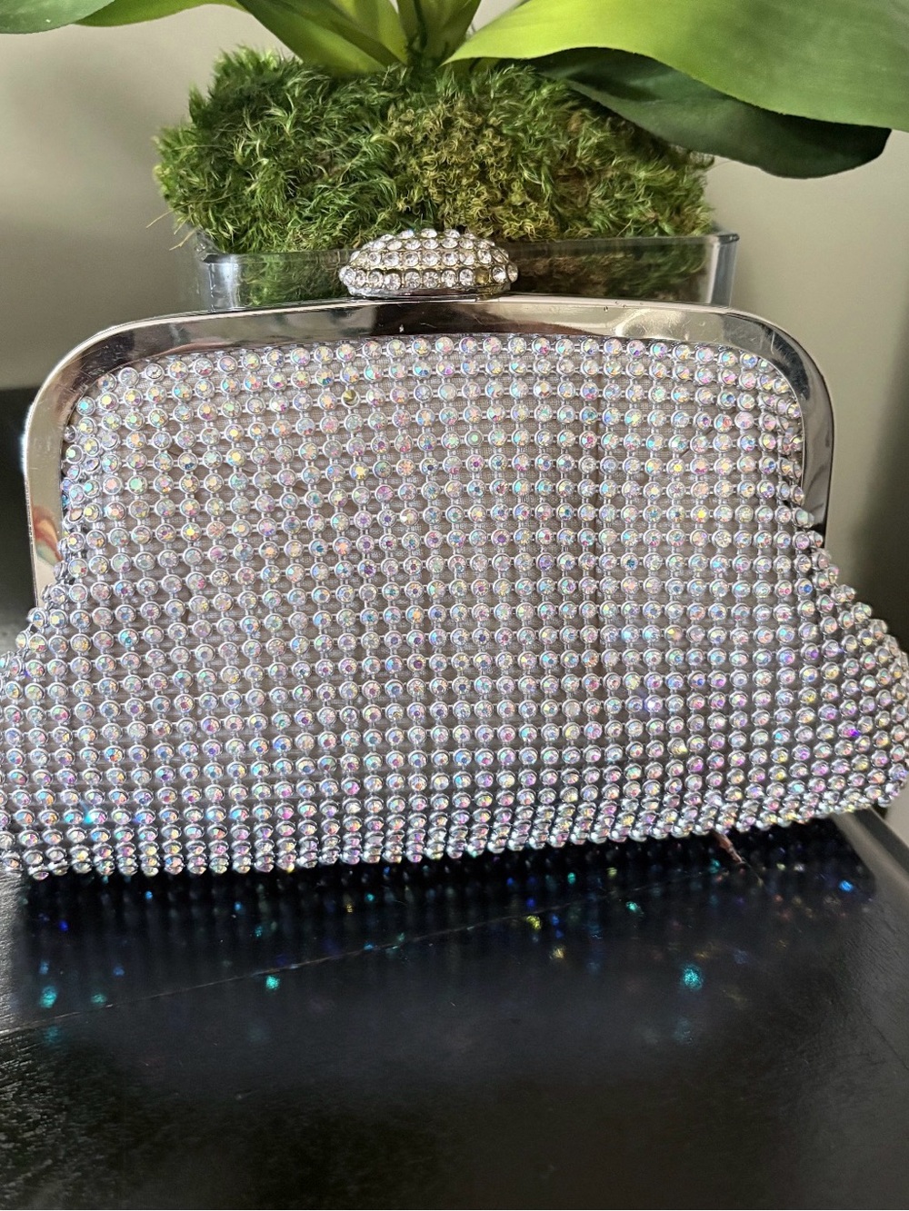 Rhinestone Crystal Evening Clutch Wristlet - Silver Sparkle